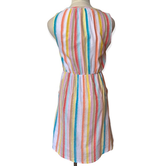 Rainbow Stripe & Metallic Silver Lurex Sleeveless Dress - Picture 3 of 10